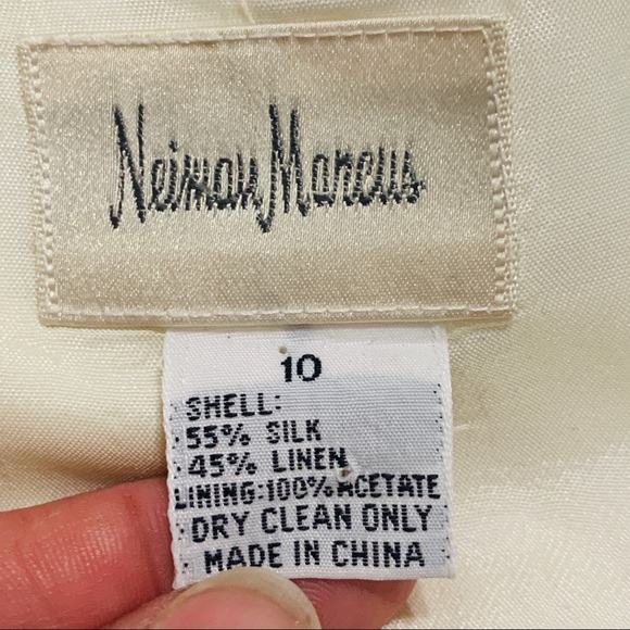 Neiman Marcus Silk & Linen Ivory Blazer Size 10 - Picture 5 of 5